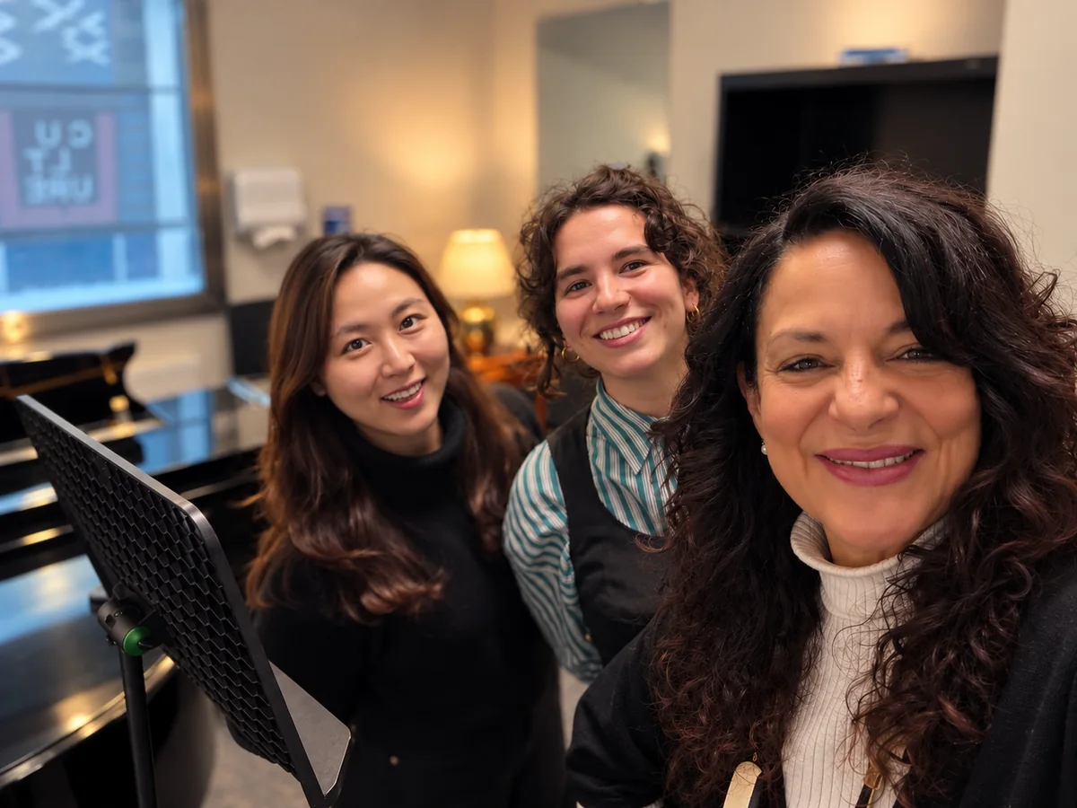 Nancy Fabiola Herrera with two of her students